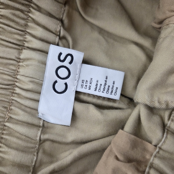 Cos COTTON CROPPED BARREL LEG PANTS Beige Tan Men's XS Wide Relaxed Pull On - Picture 5 of 9